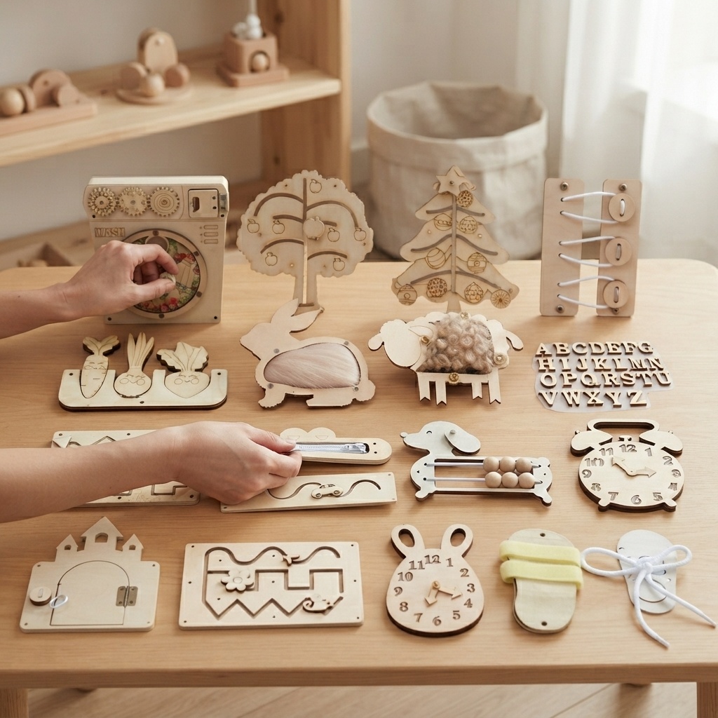 핫 바이시 보드 몬테소리 나무 퍼즐 DIY 활동 도어락 - Montessori Wooden Busy Board Toddler 리뷰 및 가격