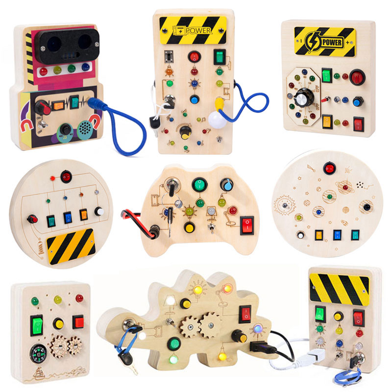 몬테소리 비지 보드 감각 장난감, 나무 LED 조명 스 - Montessori Wooden Busy Board Toddler 리뷰 및 가격
