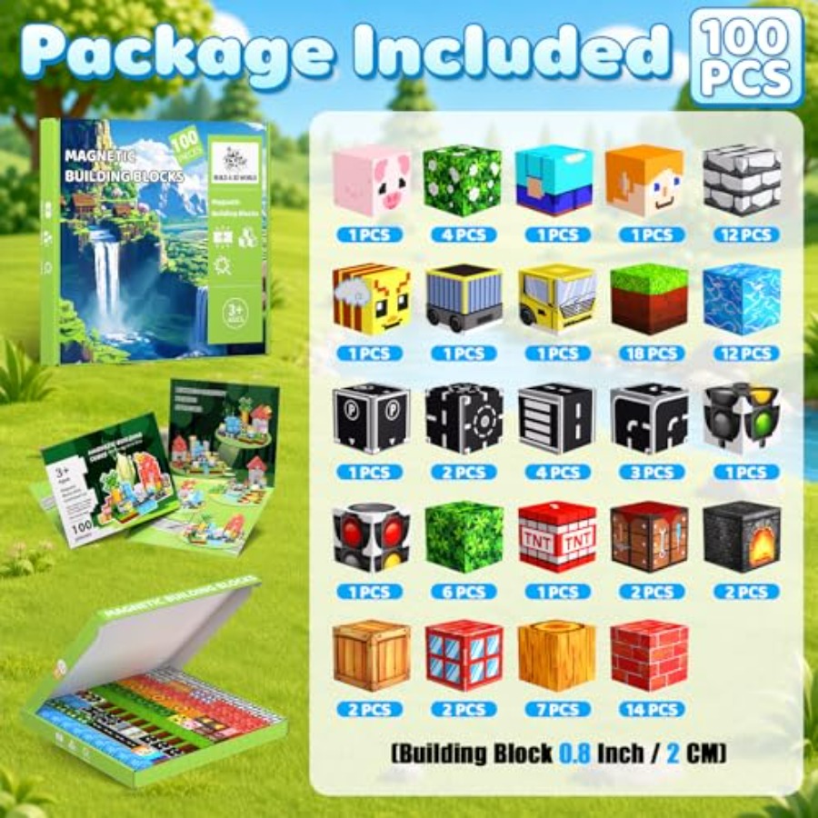 100개 자석 블록, 0.8인치 자석 조립 큐브 세트  - Magnetic Building Tiles Set 100Pcs 리뷰 및 가격